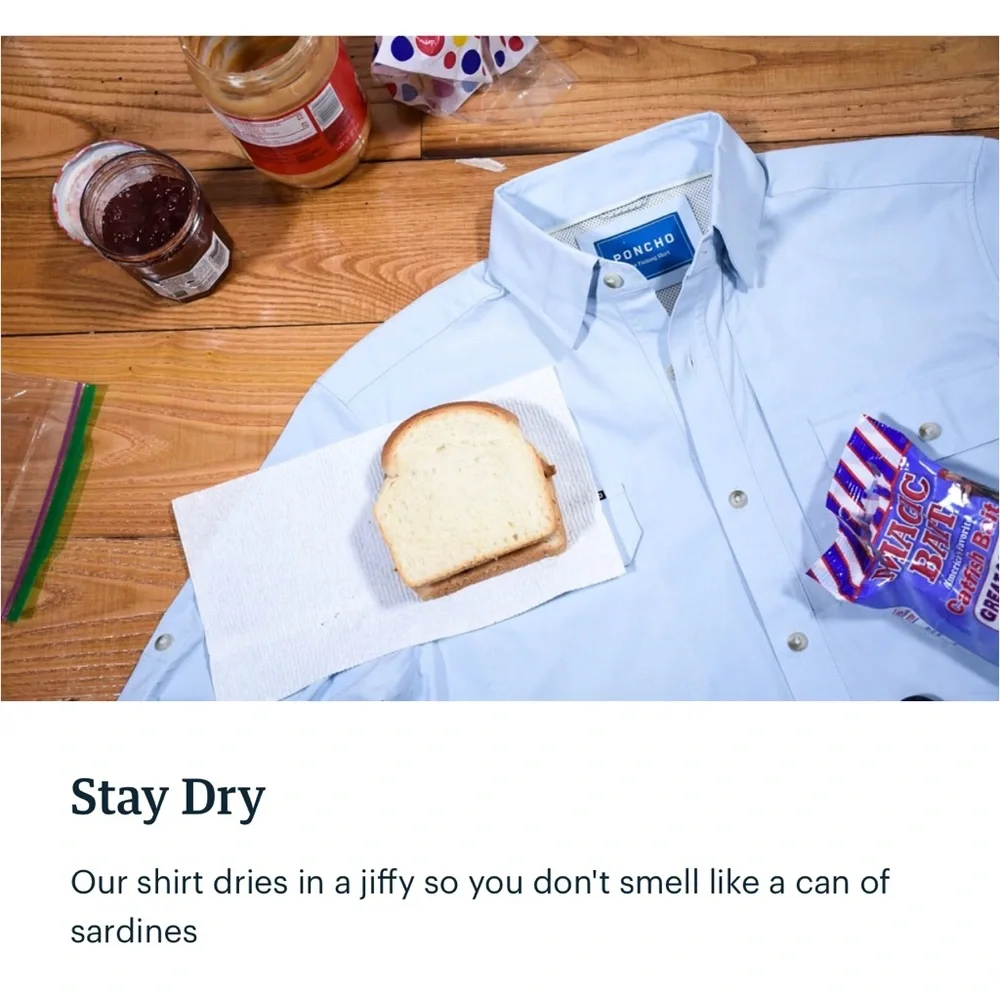 NWT Poncho Men Outdoors Long Sleeve Shirt, Size Regular M, Grey Ghost - Picture 7 of 11